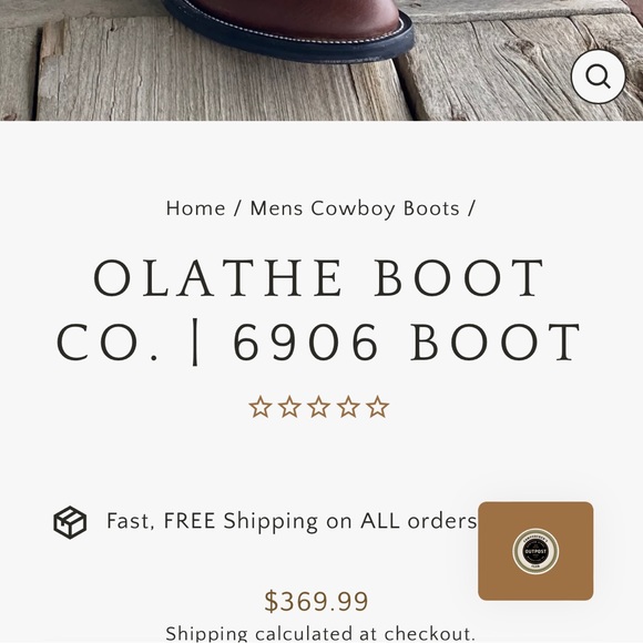 Olathe Leather Cowboy Boots with Vibram Biltrite Soles Made in the USA - Picture 11 of 11